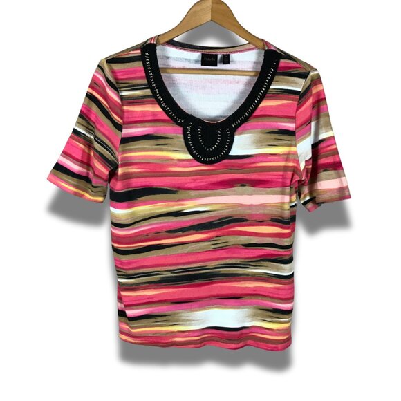 RAFAELLA Retro Short Sleeve Braided T-Shirt Medium - Picture 1 of 7